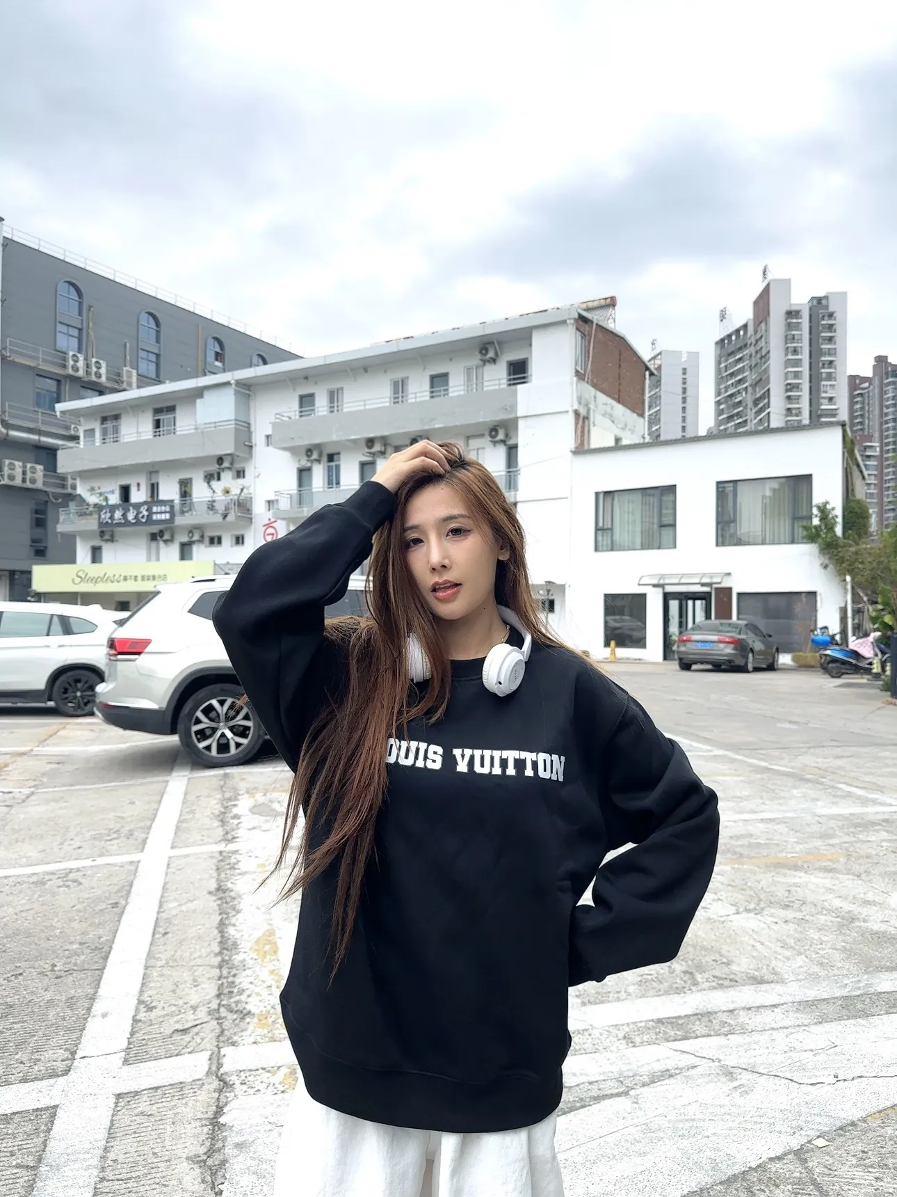 Louis Vuitton/Louis Vuitton 25Fw cuff 1878 round neck sweatshirt